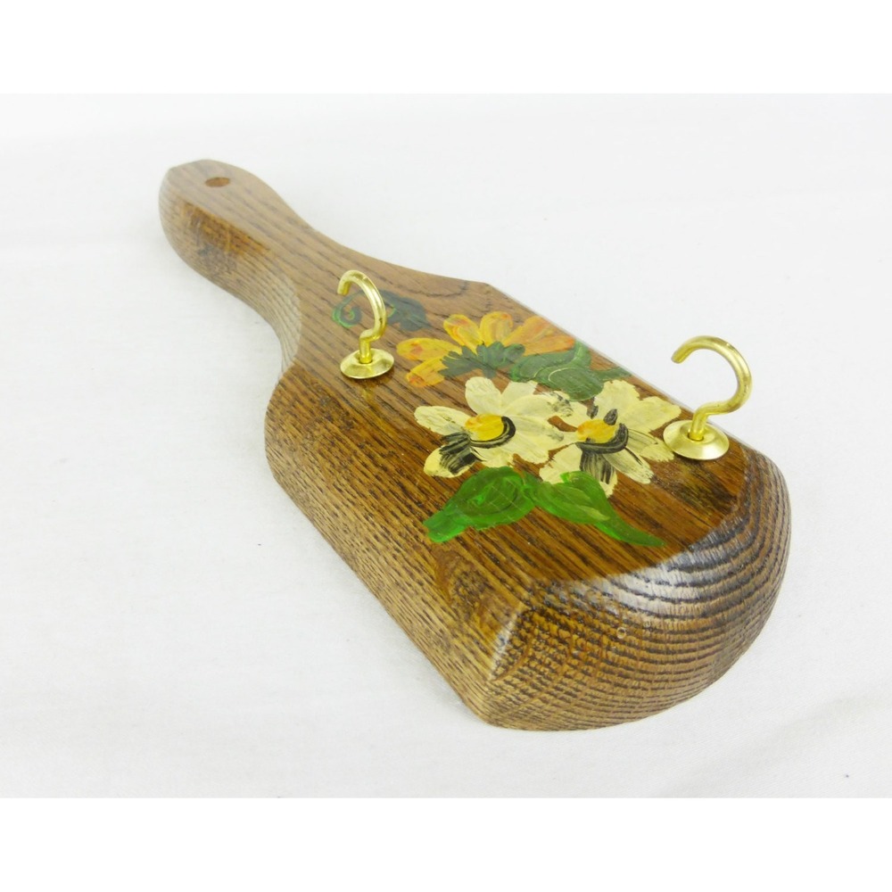 Vtg wood key‎ hook hanger wall decor hand painted cottage home decor Farmhouse